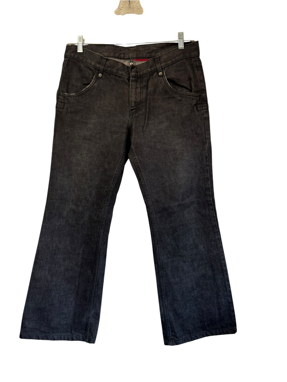 Prada Five-pocket Denim Jeans Wide Leg Faded Black Size 30 X 29
